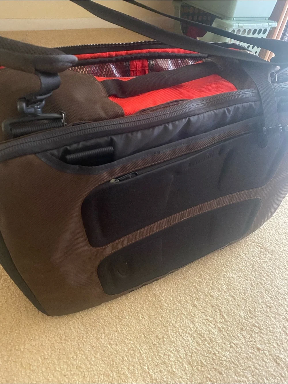 Timbuk2 Two-Tone Red and Brown Laptop Messenger Carry-On